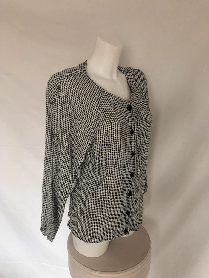 Blouse vintage motif pied-de-poule 42 44 excellent état - photo numéro 2