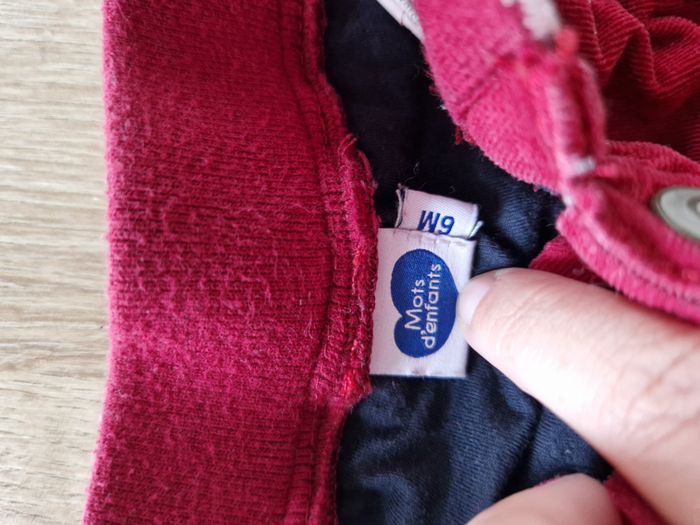 Pantalon Coton Côtelé / Velours Milleraies Rouge Framboise Mots d'enfants - 6 mois - photo numéro 3
