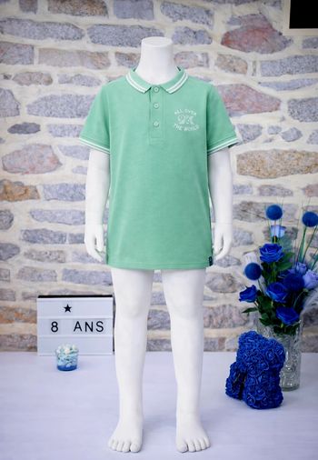 Polo en piqué de coton vert pomme Garçon taille 8 ans marque Okaidi 🎸 