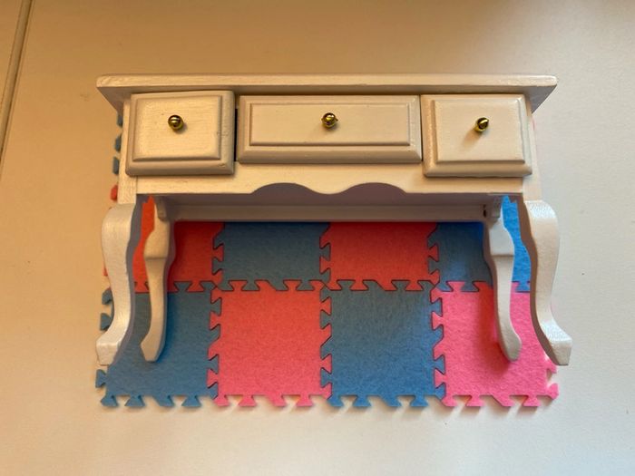 Bureau miniature Blanc A Tiroirs maison de poupée - photo numéro 3