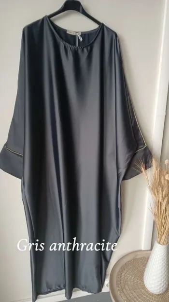 Abaya satinée anthracite