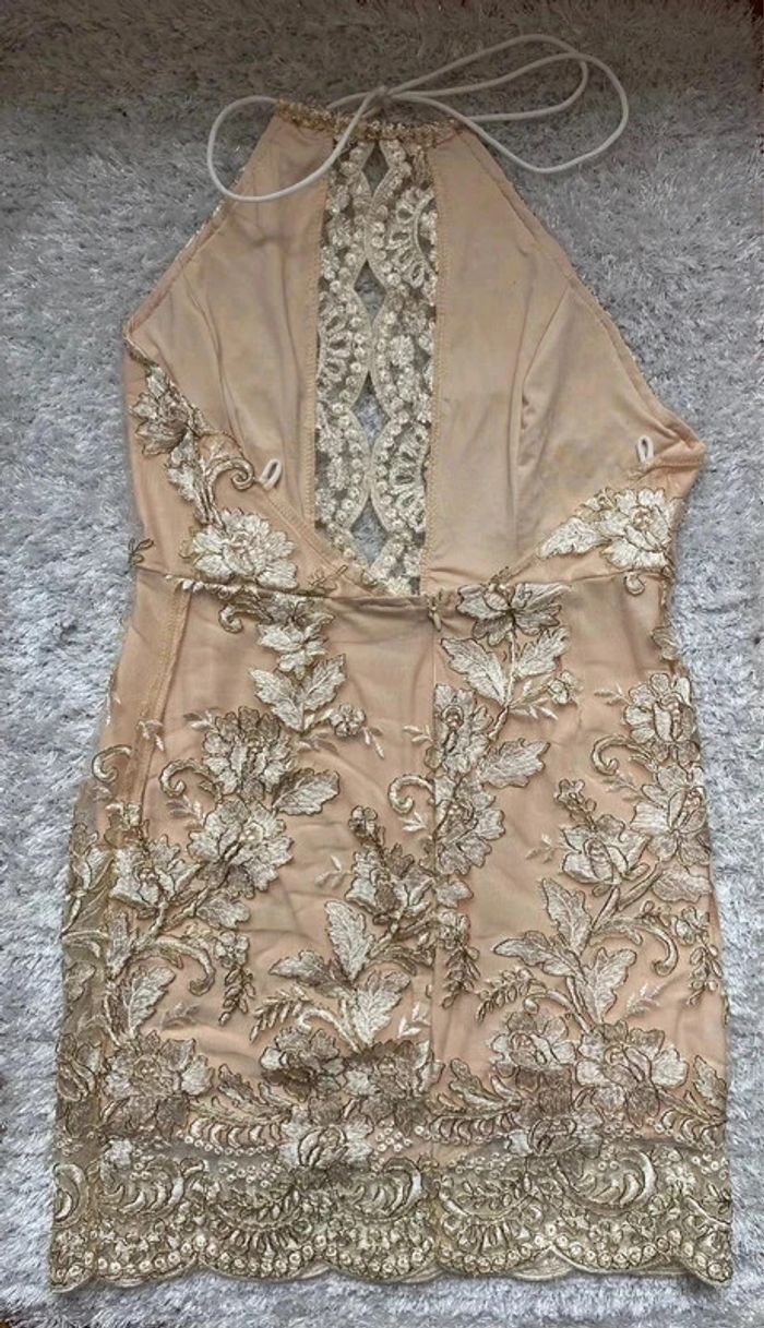 Robe beige fleuri taille S - 36 - photo numéro 2