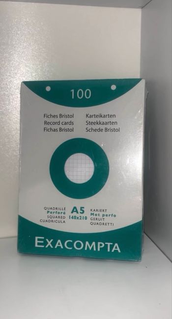 Fiche bristol A5 petit carreaux 