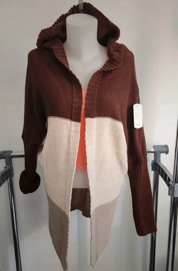 Gilet 3 couleurs mi long avec capuche neuf sans étiquette Taille unique