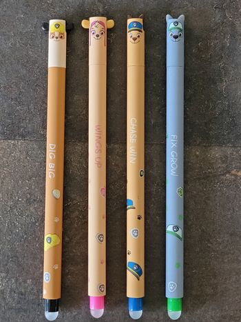 Lot de 4 stylos encre gel effaçable thème Pat Patrouille
