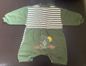 Grenouillère rayée verte et blanche