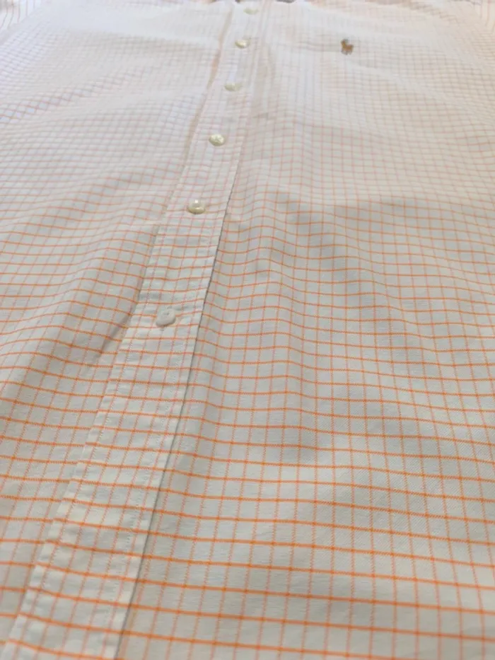 Chemisette à carreaux - Ralph Lauren - Logo brodé premium - Blanc, orange - Taille M - photo numéro 5
