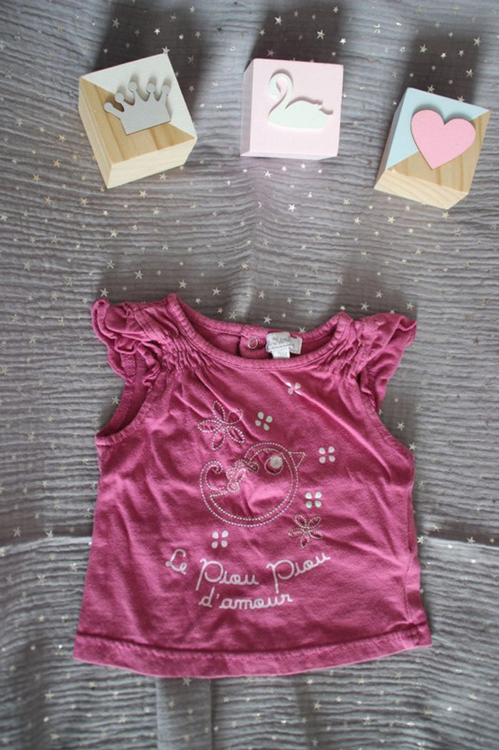 tee-shirt violet MC 3 mois