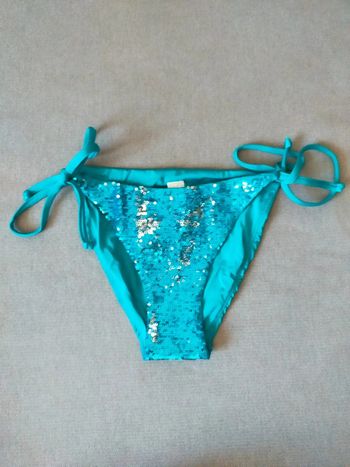 Bas de bikini turquoise à sequins – Philippe Matignon – Taille 36 – Neuf avec étiquette