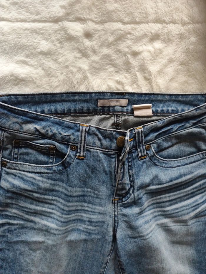 Jeans femme rétro vintage bleu ciel taille haute jambe large marque 3 suisse taille 38 - photo numéro 7