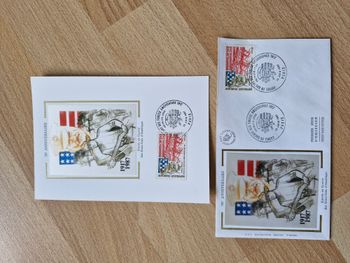 Lot enveloppe + timbre premier jour "Entrée en guerre des forces américaines 1917"