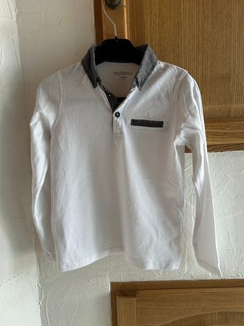 Polo manches longues blanc - taille 8 ans 
