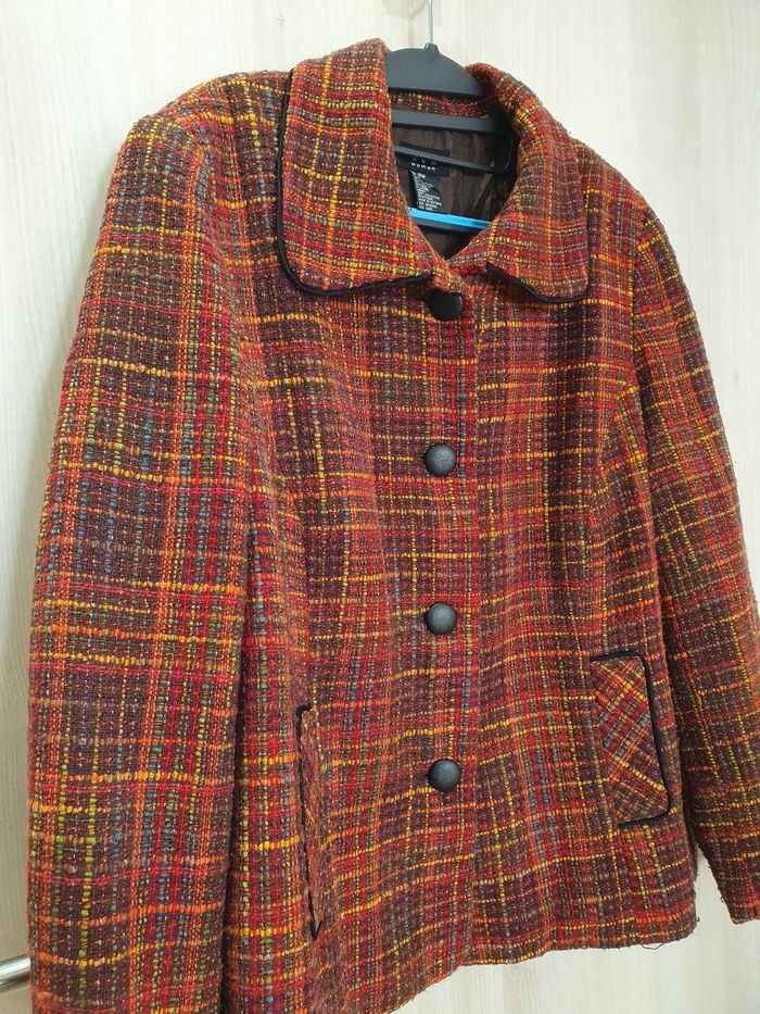 Veste tweed, tons orangés, Très bon état,  taille 44/46