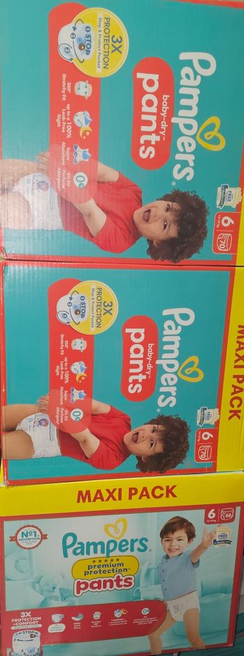 3 cartons couche pampers taille 6