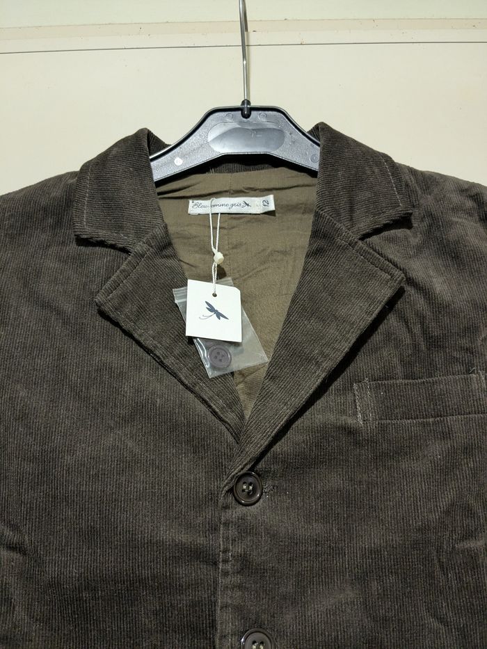Magnifique veste Bleu comme gris en velours côtelé kaki. Taille 12 ans. - photo numéro 4
