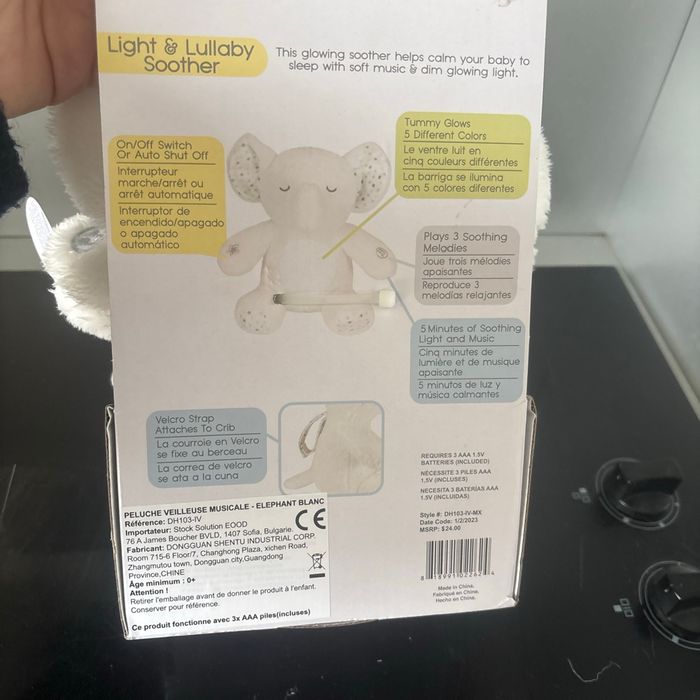 Peluche veilleuse musicale éléphant - photo numéro 3