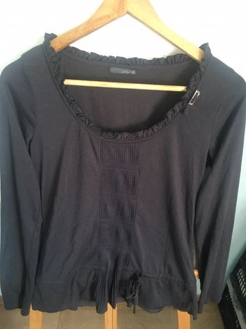 Haut t-shirt blouse tunique manche longue DDP léger avec noeud