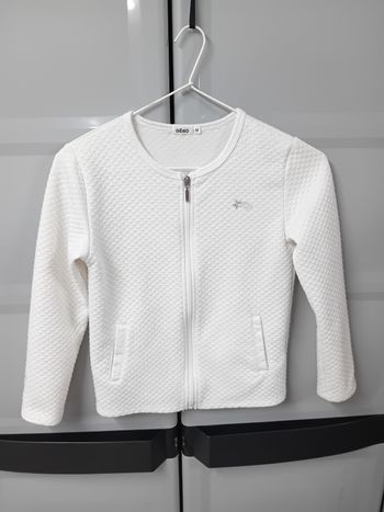 Cardigan zippé  blanc/argenté GEMO 10ans