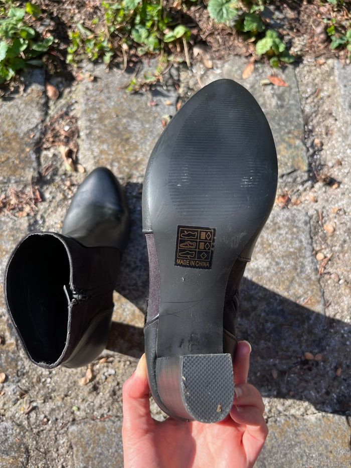 Bottines noires brides à talon taille 37/38 talons à 8 cm - neuves - photo numéro 3