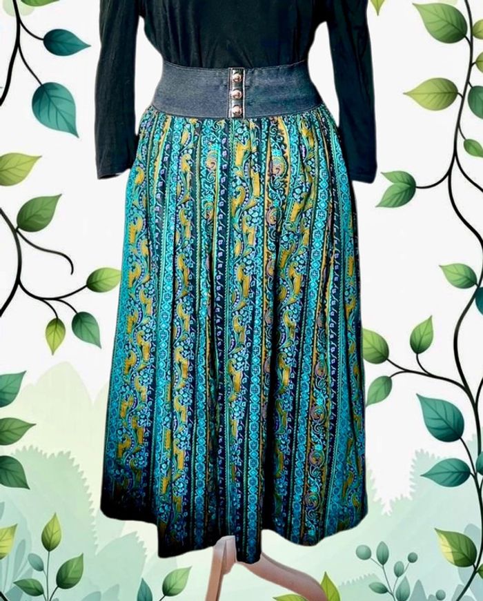 🖤🌿Jupe en coton vintage 42/44 Alpen Trachten Boho Autumn cottagecore whimsigoth long skirt🌿🖤