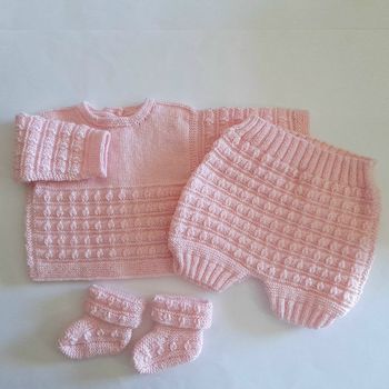 Ensemble tricot bébé fait main 1 mois – NEUF