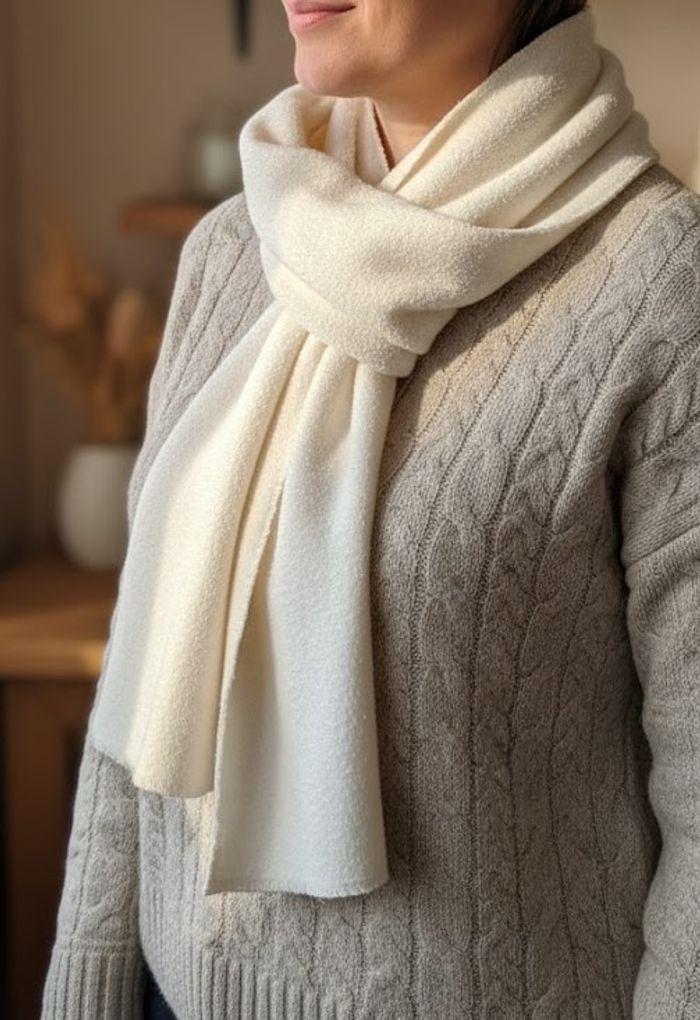 Douceur Hivernale & Chic Intemporel : Écharpe Crème / Écru - photo numéro 1
