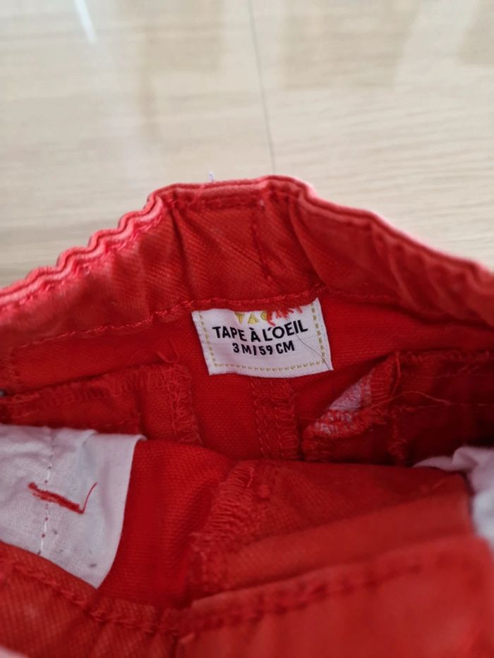 Pantalon rouge tape a l'œil 3 mois - photo numéro 2