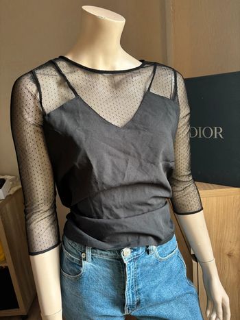 T shirt noir plumetis