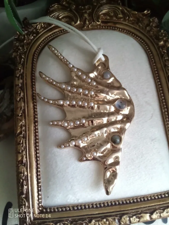 Collier bohemia coquillage avec pierres de labradorite naturelles