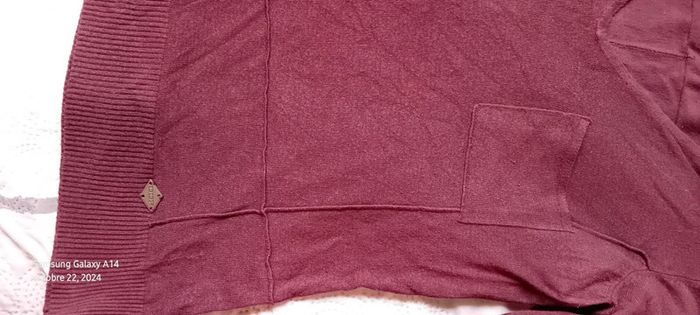 Pull court col V avec poches bordeaux femme taille 38/40 DDP - photo numéro 8