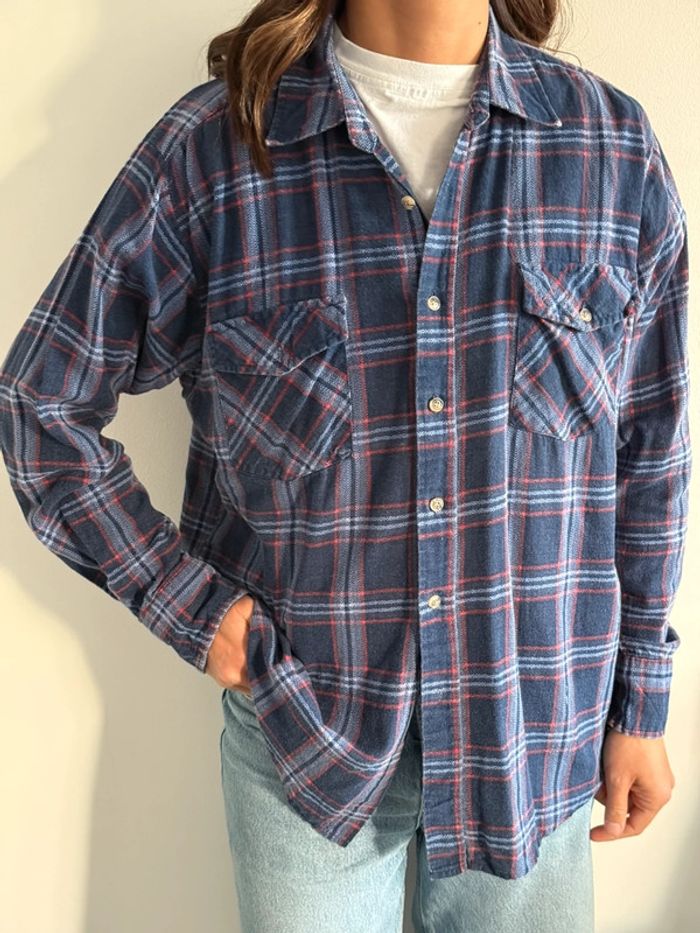 Chemise / Surchemise Haband vintage dressing en coton taille M couleur violet & rouge