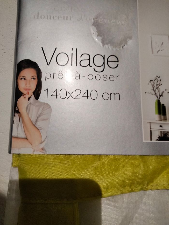 Voilage bicolore blanc/tilleul 140x240 - photo numéro 3