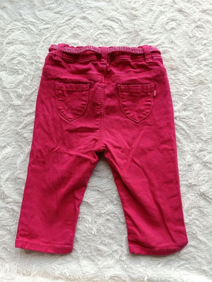 Pantalon style jeans avec ceinture Fille 12 mois Obaïbi - photo numéro 8