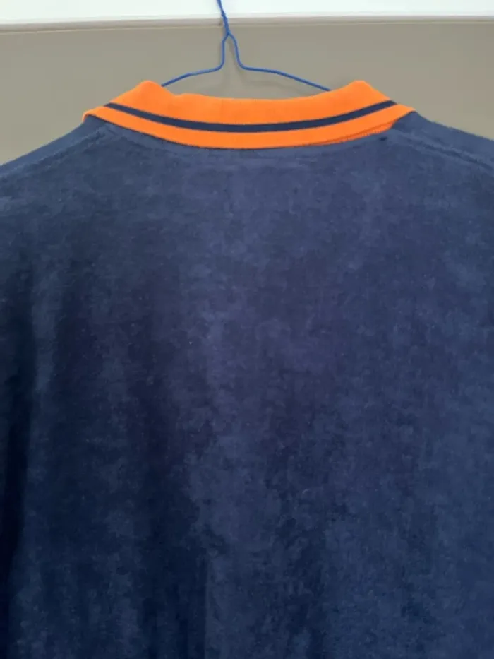 Polo homme manches courtes coton éponge bleu et orange taille L Zara - photo numéro 6