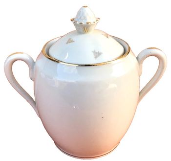 Années 1920 Sucrier Frédéric Legrand (étoiles dans deux demi-lunes) Porcelaine Limoges France