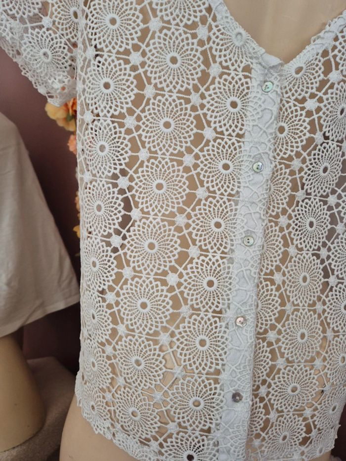 Blouse blanche dentelle - photo numéro 2