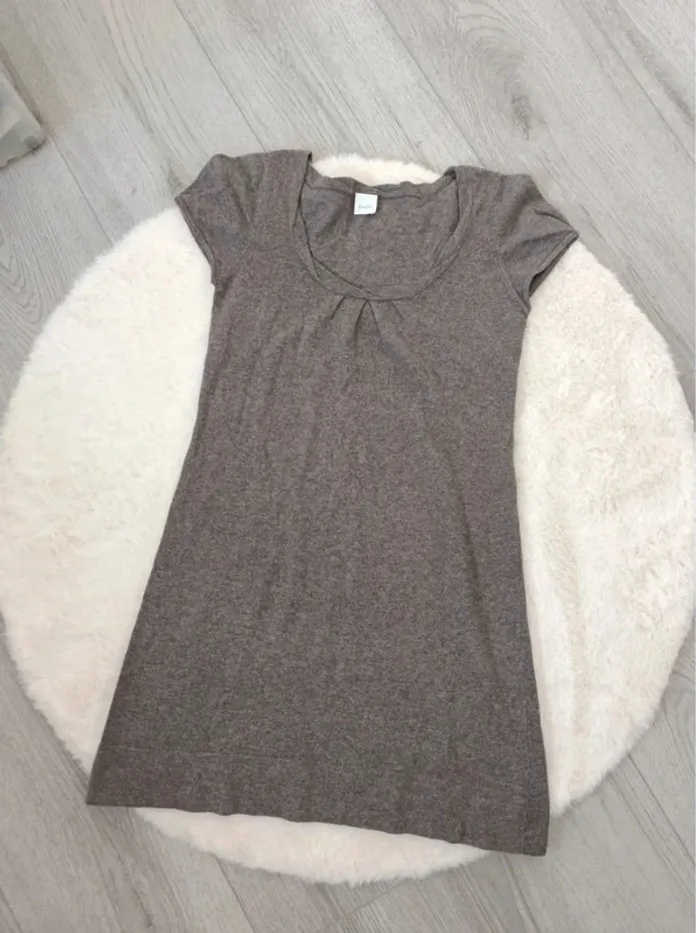 T-shirt long ou robe moulante marron taupe Camaïeu taille 38 🤎👗