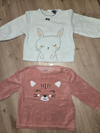 Lot de 2 haut de pyjamas fille 12 mois