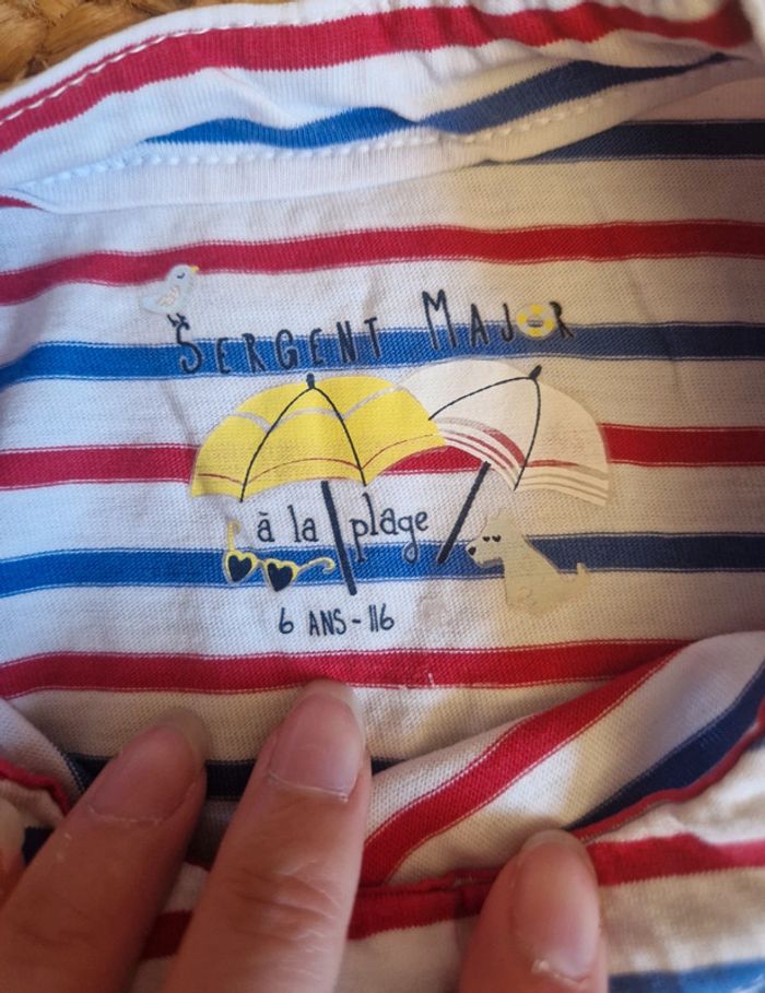 Tee-shirt blanc à rayure plage fille sergent major 6 ans - photo numéro 4