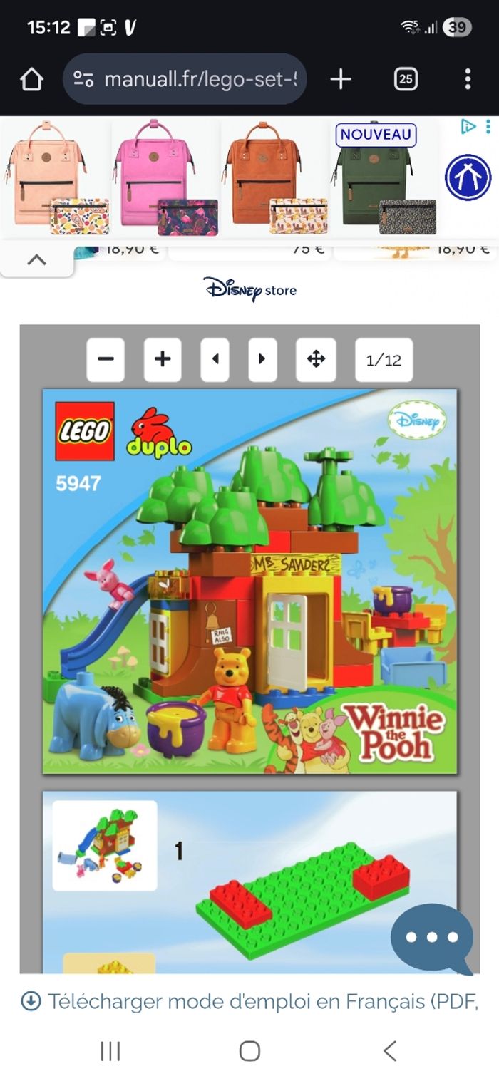 Lego duplo disney winny l'ourson 5947