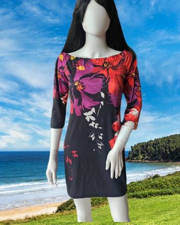 Robe satinée fleurie multicolore, bodyflirt,taille 38/40