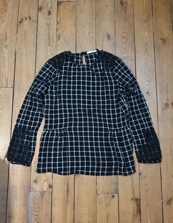 Blouse manches longues à carreaux noirs et blancs edc S