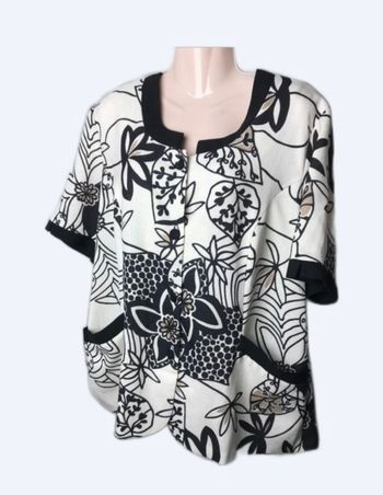 Veste légère crème imprimée fleuri 44 Afibel