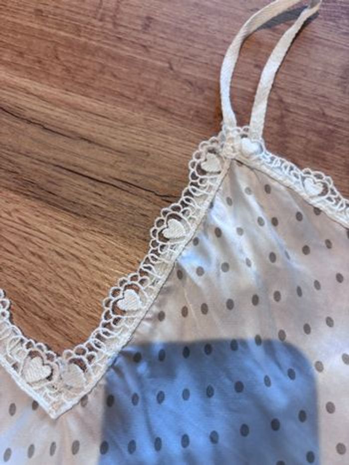 Top débardeur satiné blanc pois beige taille unique - photo numéro 4