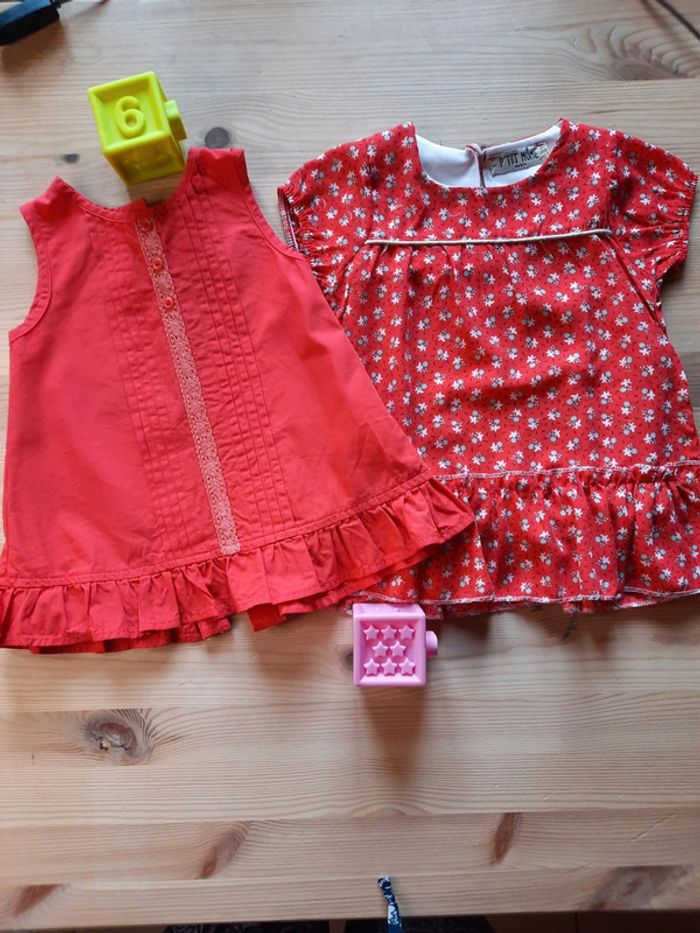Lot 2 robes rouge fille 6 mois ou 68 cm - photo numéro 1