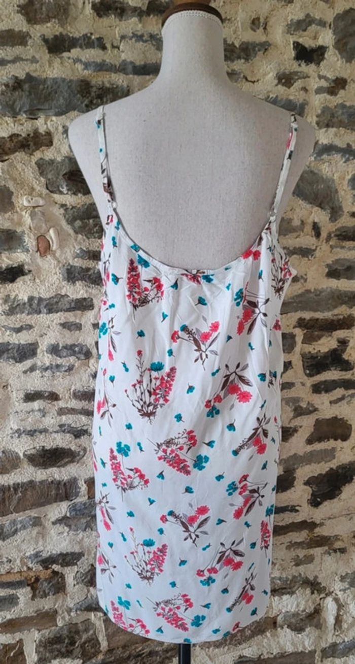 Robe d'été fleurie bleue rose beige sur fond blanc Z-One Taille L/XL ou 40 - photo numéro 4