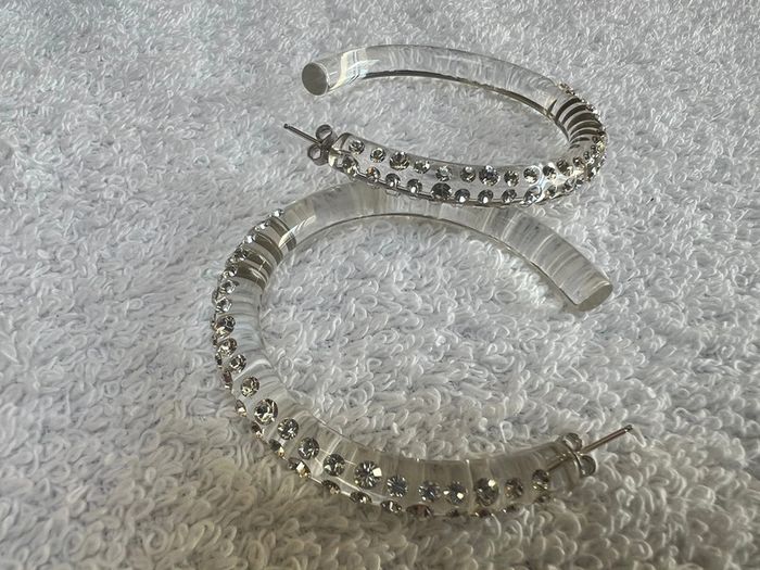 boucles oreilles cristaluna cre-ole l en cristal acrylique transparent swarovski neuf 300 218 00 - photo numéro 4