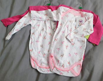 Lot 4 bodies manches longues bébé 12 mois coton bio