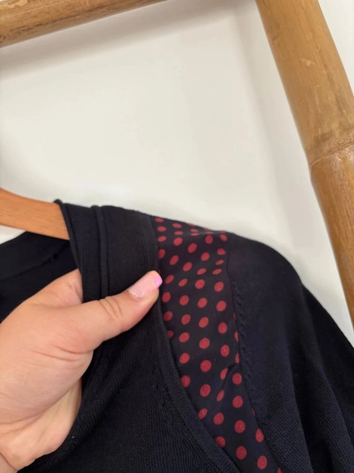 Pull noir très léger à pois rouges Kookai taille XS/34 - photo numéro 3