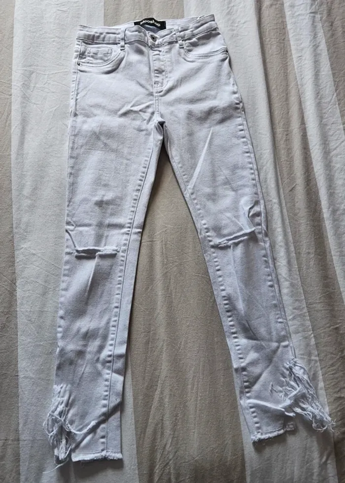 Jeans Blanc Blooshop Taille 38 Effet Mode Garanti